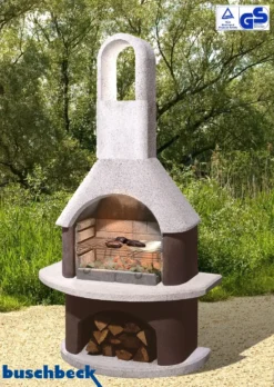 Buschbeck Gartenkamin Milano Weiß-braun -BBQ Zubehoer Verkaufsgeschäft 1780 Buschbeck Gartenkamin Milano
