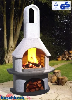 Buschbeck Gartenkamin Valenzia Weiß-anthrazit -BBQ Zubehoer Verkaufsgeschäft Buaschbeck Grillkamin Valenzia