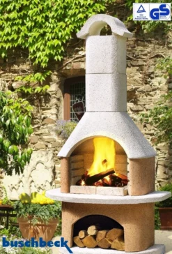 Buschbeck Gartenkamin Athen Weiß-terra -BBQ Zubehoer Verkaufsgeschäft Buschbeck Gartenkamin Athen
