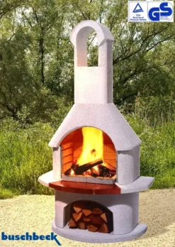 Buschbeck Gartenkamin Madeira Weiß Mit Kupferblende -BBQ Zubehoer Verkaufsgeschäft Buschbeck Gartenkamin Madeira