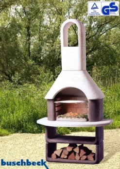 Buschbeck Gartenkamin Montana Weiß-braun -BBQ Zubehoer Verkaufsgeschäft Buschbeck Grillkamin Gartenkamin Montana