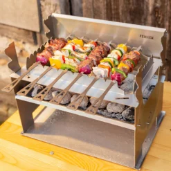 Fennek Grillspießhalter-Set Edelstahl Für Fennek 2.0 -BBQ Zubehoer Verkaufsgeschäft Fennek Grillspiesshalter Set Zubereitung
