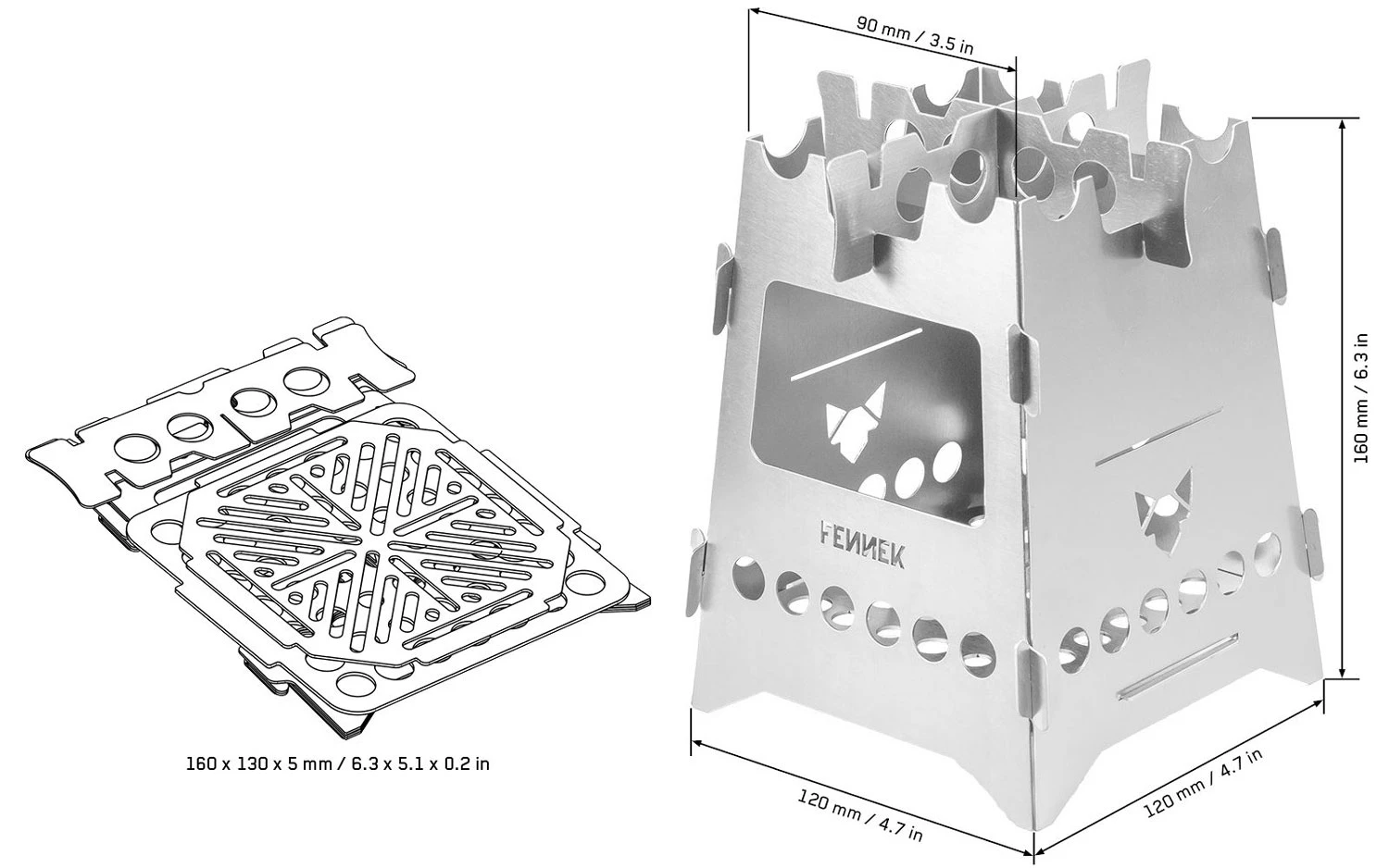 Fennek Hobo Kocher Basic Zum Stecken / Edelstahl Mit Tasche 1 Fennek Hobo Kocher Basic Zum Stecken / Edelstahl Mit Tasche