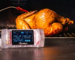 GrillEye MAX - Smart WiFi Grillthermometer Mit Cloud Funktion - Intant-Thermometer +/-0,1°C Präzise ( Grill Eye ) - Inkl. 2 IRIS Probe Temperaturfühler -BBQ Zubehoer Verkaufsgeschäft GrillEye Smart Thermometer Display Fuehler 2