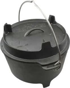 Grillfürst XXL Dutch Oven Set: Starterpaket Gusseisen - X-DEAL Mit 2 X Dutch Oven, 2 X Gusseisen Pfanne, 2x Tragetasche, Ringreiniger, Gusseisen Pflege Und Bambus-Kochlöffel