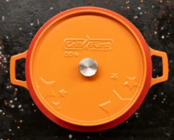 Grillfürst Emaillierter Dutch Oven Ohne Füsse DO4 - Orange -BBQ Zubehoer Verkaufsgeschäft Grillfuerst Dutch Oven DO4 orange Deckel Emaillie