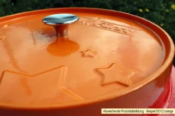 Grillfürst Emaillierter Dutch Oven Ohne Füsse DO9 - Rot -BBQ Zubehoer Verkaufsgeschäft Grillfuerst Dutch Oven farbig DO12 orange Deckel 3