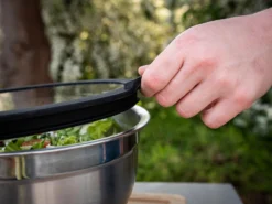 Grillfürst BBQ 3er Edelstahlschüssel Set Mit Glasdeckel -BBQ Zubehoer Verkaufsgeschäft Grillfuerst Edelstahlschuessel Glasdeckel Silikondichtung