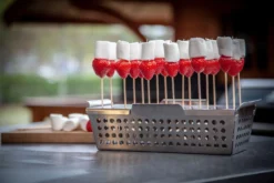 Grillfürst Fingerfood Set: Gemüsekorb Edelstahl, Fingerfood Spießeinsatz Und 100 Holzspieße -BBQ Zubehoer Verkaufsgeschäft Grillfuerst Finger Food Spiesseinsatz Erdbeeren Gemuesekorb