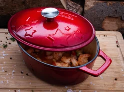 Grillfürst Dutch Oven Sternentöpfchen / Gusseisen Bräter - Emailliert - M - Rot -BBQ Zubehoer Verkaufsgeschäft Grillfuerst Sternentoepfchen Braeter M rot