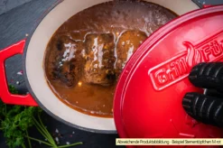 Grillfürst Dutch Oven Sternentöpfchen / Gusseisen Bräter - Emailliert - M - Orange -BBQ Zubehoer Verkaufsgeschäft Grillfuerst Sternentoepfchen M Beispiel Rouladen 2
