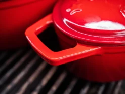 Grillfürst Dutch Oven Sternentöpfchen / Gusseisen Bräter - Emailliert - S - Rot -BBQ Zubehoer Verkaufsgeschäft Grillfuerst Sternentoepfchen S rot Griff