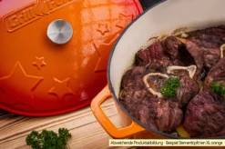 Grillfürst Dutch Oven Sternentöpfchen / Gusseisen Bräter - Emailliert - XL - Lila -BBQ Zubehoer Verkaufsgeschäft Grillfuerst Sternentoepfchen XL Beispiel Rippchen