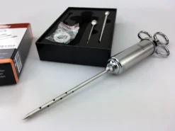 Grillfürst Profi Marinierspritze Aus Edelstahl -BBQ Zubehoer Verkaufsgeschäft Marinierspritze gelochte Spitze