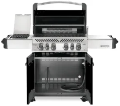 Napoleon Prestige 500 Gasgrill, Schwarz - Mit Safety Glow - Modell 2023 - SMART Deal Inkl. Grillfürst Grill Control -BBQ Zubehoer Verkaufsgeschäft Napoleon Prestige 500 Gasgrill schwarz open