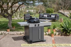 Outdoorchef Gas Kugelgrill Arosa 570 G Evo Black Style - Inkl. Blazing-/Cooking Zone Kit Plus Und Plancha -BBQ Zubehoer Verkaufsgeschäft Outdoorchef Arosa 570 G Evo Grey Steel Blazing Zone
