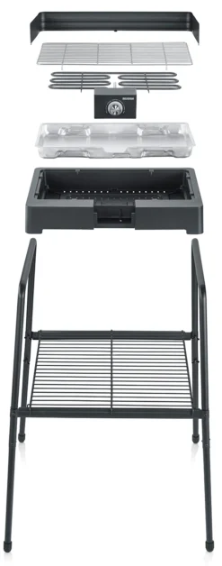 Severin Elektrogrill Mit Grillrost Und Untergestell - 2.200 Watt -BBQ Zubehoer Verkaufsgeschäft Severin Elektro Standgrill PG8566 Aufbau