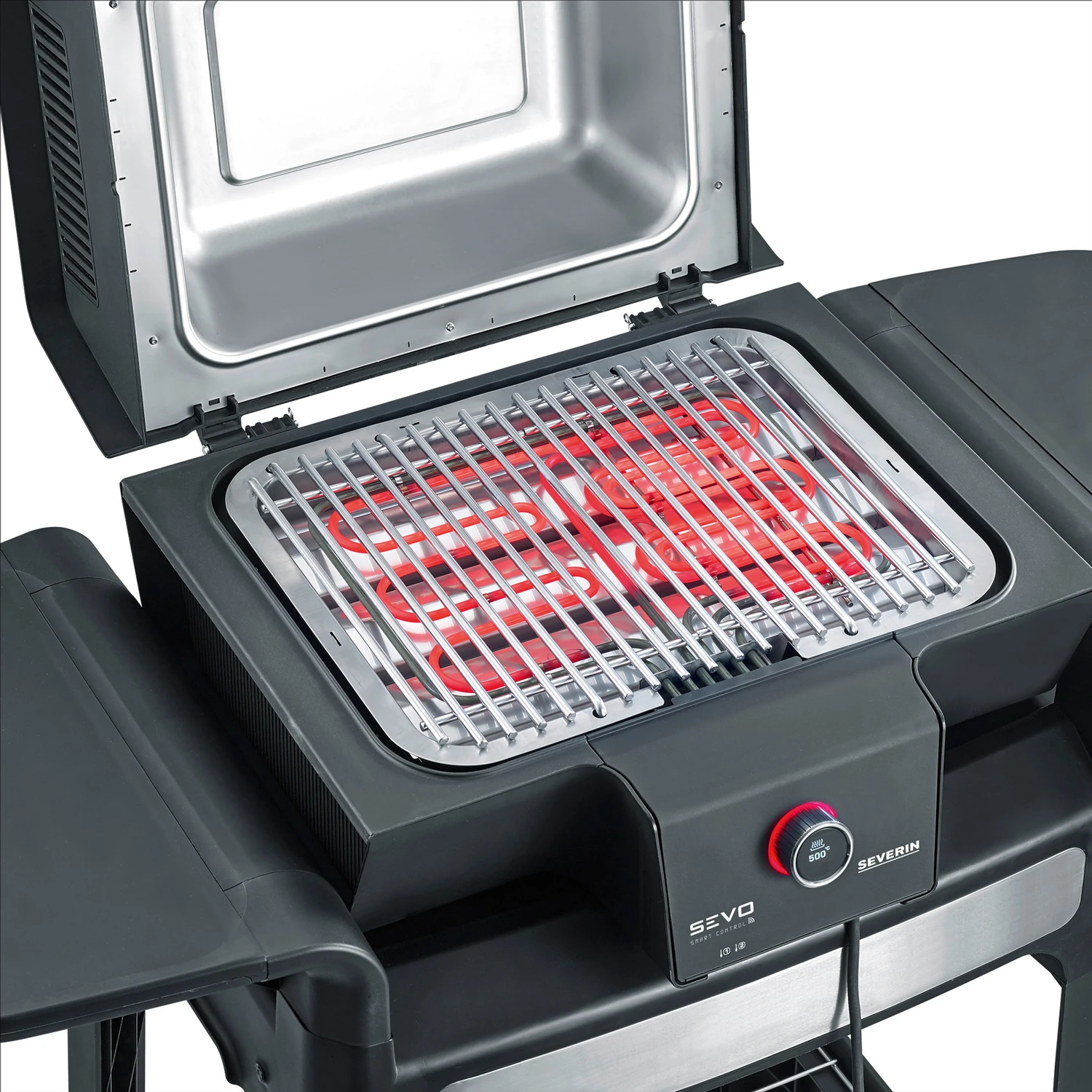 Severin Elektrogrill SEVO Smart Control GTS - Boost Zone 500°C - Mit Deckel Und Grillwagen - 3.000 W - Inkl. Grillfürst Premium Grillbesteck Set, Premium Grillbürste Und Grillspieße 4er Set 7 Severin Elektrogrill SEVO Smart Control GTS - Boost Zone 500°C - Mit Deckel Und Grillwagen - 3.000 W - Inkl. Grillfürst Premium Grillbesteck Set, Premium Grillbürste Und Grillspieße 4er Set – Bild 7