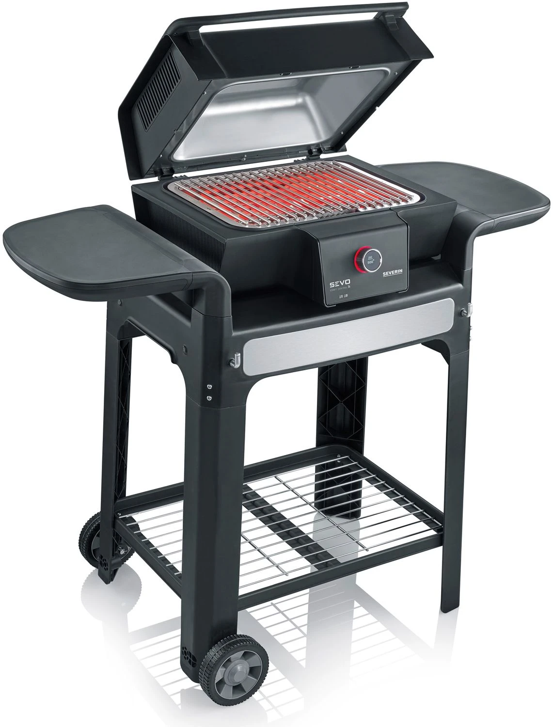 Severin Elektrogrill SEVO Smart Control GTS - Boost Zone 500°C - Mit Deckel Und Grillwagen - 3.000 W - Inkl. Grillfürst Premium Grillbesteck Set, Premium Grillbürste Und Grillspieße 4er Set 5 Severin Elektrogrill SEVO Smart Control GTS - Boost Zone 500°C - Mit Deckel Und Grillwagen - 3.000 W - Inkl. Grillfürst Premium Grillbesteck Set, Premium Grillbürste Und Grillspieße 4er Set – Bild 5