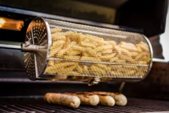 Grillfürst Universal Drehspießkorb / Rotisseriekorb, Edelstahl V2 -BBQ Zubehoer Verkaufsgeschäft Universal Pommeskorb Drehspiess