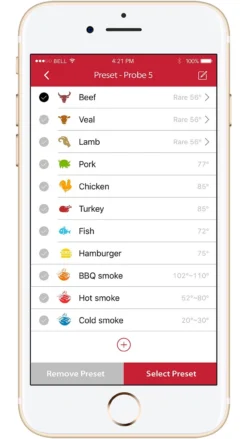 GrillEye Smart Bluetooth Grillthermometer (Grill Eye) -BBQ Zubehoer Verkaufsgeschäft grilleye app grillgut auswahl